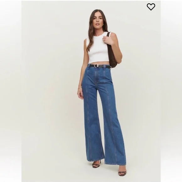 Reformation Leah Seamed High Rise Wide Leg Jeans - Picture 1 of 5